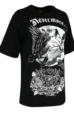 Czarna damska koszulka oversize kruk Nevermore-Restyle Online