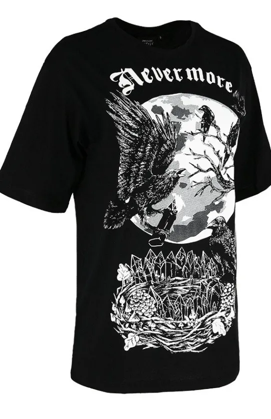 Czarna damska koszulka oversize kruk Nevermore-Restyle Online