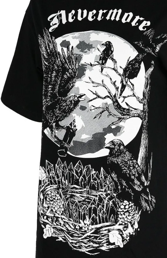Czarna damska koszulka oversize kruk Nevermore-Restyle Online