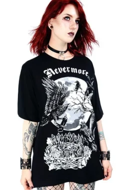Czarna damska koszulka oversize kruk Nevermore-Restyle Online