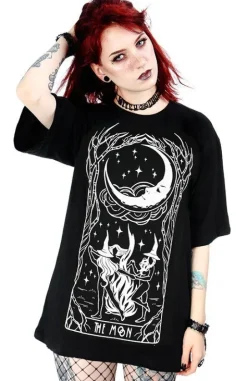 Czarna damska koszulka z czarownicami i księżycem WITCHES CHANT-Restyle Hot