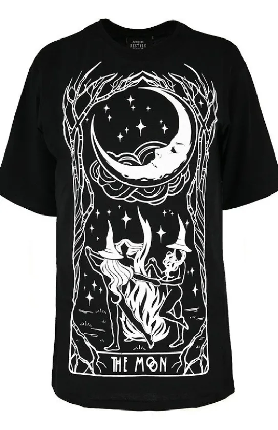 Czarna damska koszulka z czarownicami i księżycem WITCHES CHANT-Restyle Hot