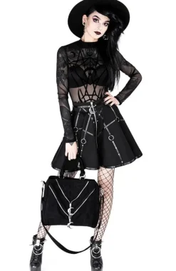 Czarna gotycka krótka spódnicaz pasami MOON MISTRESS-Restyle New