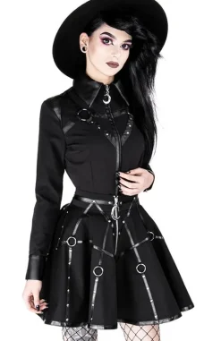 Czarna gotycka krótka spódnicaz pasami MOON MISTRESS-Restyle New