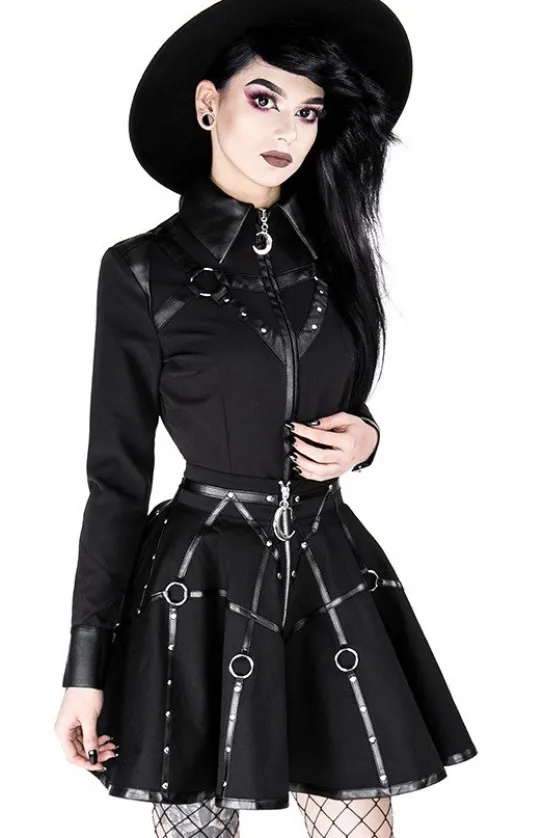 Czarna gotycka krótka spódnicaz pasami MOON MISTRESS-Restyle New