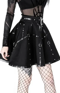 Czarna gotycka krótka spódnicaz pasami MOON MISTRESS-Restyle New