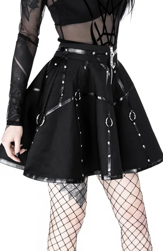 Czarna gotycka krótka spódnicaz pasami MOON MISTRESS-Restyle New