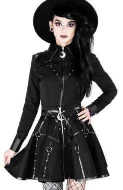 Czarna gotycka krótka spódnicaz pasami MOON MISTRESS-Restyle New