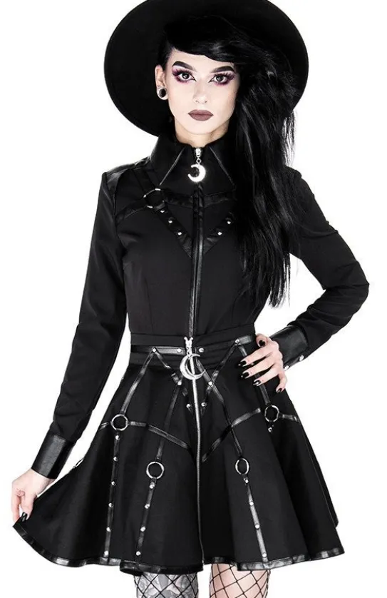 Czarna gotycka krótka spódnicaz pasami MOON MISTRESS-Restyle New