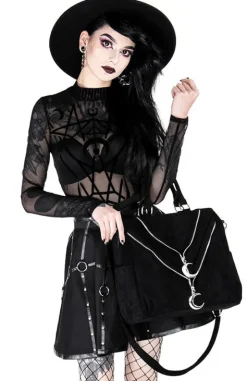 Czarna gotycka krótka spódnicaz pasami MOON MISTRESS-Restyle New