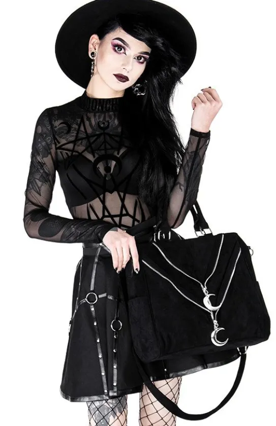 Czarna gotycka krótka spódnicaz pasami MOON MISTRESS-Restyle New