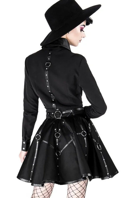 Czarna gotycka krótka spódnicaz pasami MOON MISTRESS-Restyle New