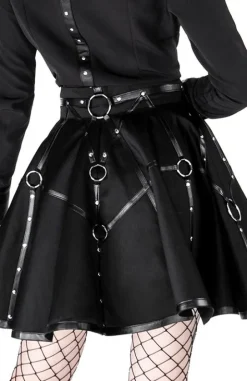Czarna gotycka krótka spódnicaz pasami MOON MISTRESS-Restyle New