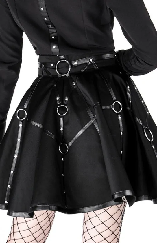 Czarna gotycka krótka spódnicaz pasami MOON MISTRESS-Restyle New