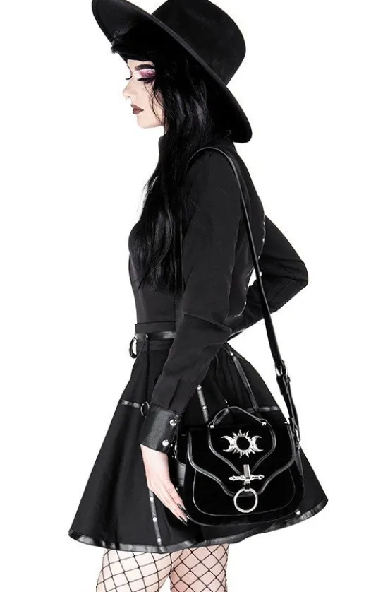 Czarna gotycka krótka spódnicaz pasami MOON MISTRESS-Restyle New