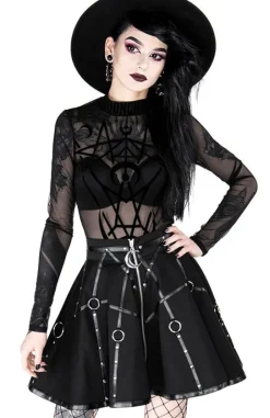 Czarna gotycka krótka spódnicaz pasami MOON MISTRESS-Restyle New