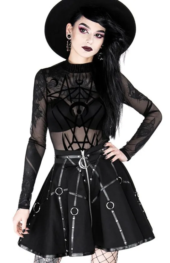 Czarna gotycka krótka spódnicaz pasami MOON MISTRESS-Restyle New