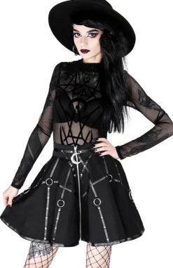 Czarna gotycka krótka spódnicaz pasami MOON MISTRESS-Restyle New