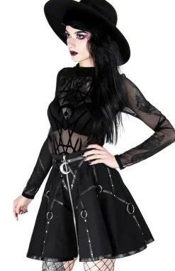 Czarna gotycka krótka spódnicaz pasami MOON MISTRESS-Restyle New