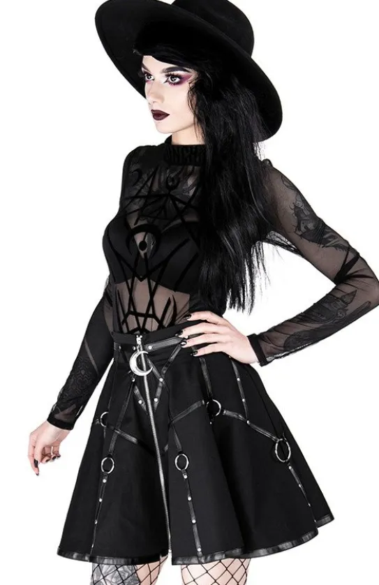Czarna gotycka krótka spódnicaz pasami MOON MISTRESS-Restyle New