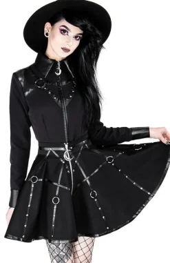 Czarna gotycka krótka spódnicaz pasami MOON MISTRESS-Restyle New