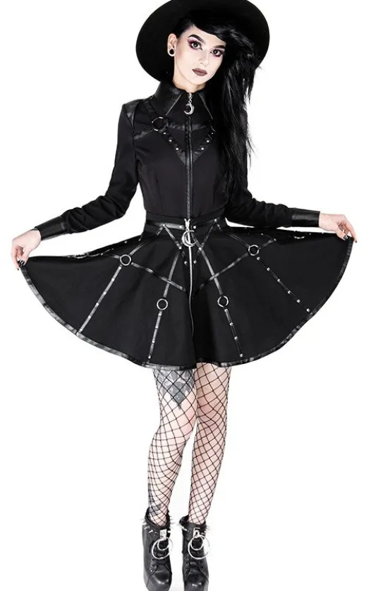 Czarna gotycka krótka spódnicaz pasami MOON MISTRESS-Restyle New