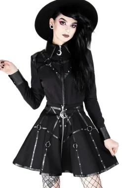 Czarna gotycka krótka spódnicaz pasami MOON MISTRESS-Restyle New