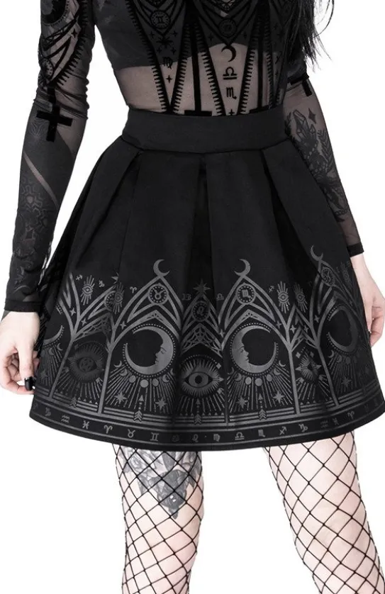Czarna gotycka rozkloszowana spódnica "FORTUNE TELLER SKIRT"-Restyle Clearance