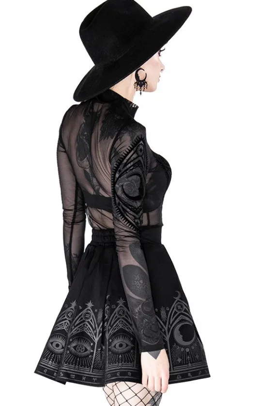Czarna gotycka rozkloszowana spódnica "FORTUNE TELLER SKIRT"-Restyle Clearance