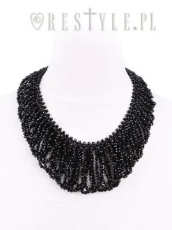 Czarna Kolia koralikowa, gotycki naszyjnik "FRANCES CHOKER"-Restyle Hot