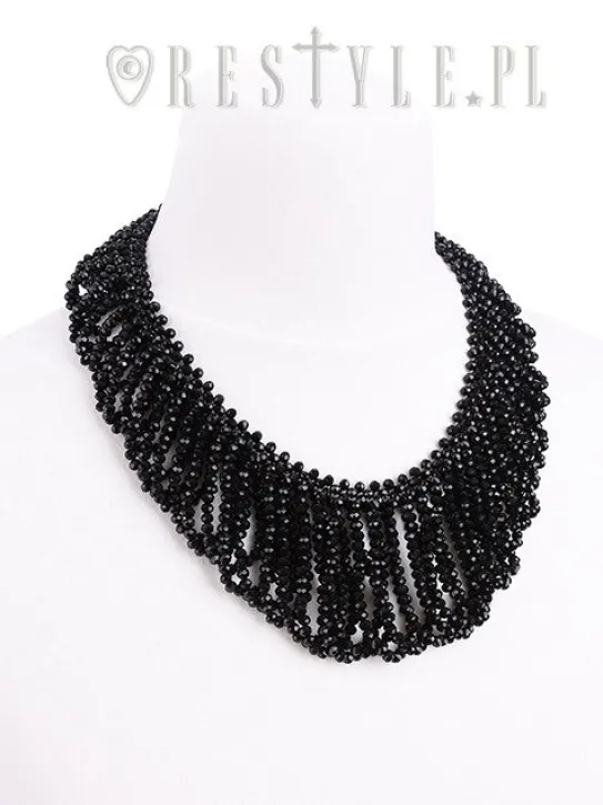Czarna Kolia koralikowa, gotycki naszyjnik "FRANCES CHOKER"-Restyle Hot