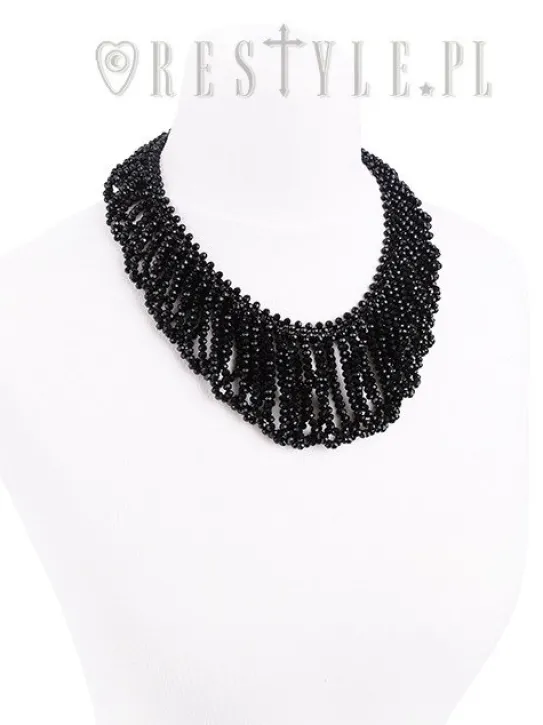 Czarna Kolia koralikowa, gotycki naszyjnik "FRANCES CHOKER"-Restyle Hot