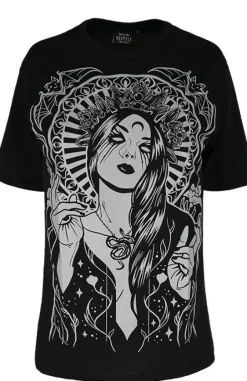 Czarna luźna koszulka z boginią GODDESS OVERSIZED-Restyle Sale