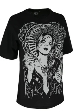 Czarna luźna koszulka z boginią GODDESS OVERSIZED-Restyle Sale