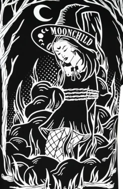 Czarna luźna koszulka z czarownicą BURN THE WITCH OVERSIZED-Restyle Discount