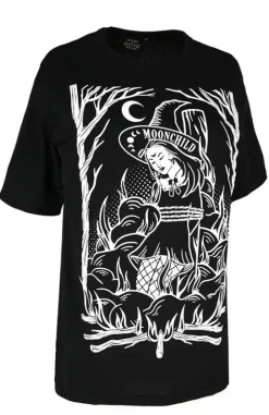 Czarna luźna koszulka z czarownicą BURN THE WITCH OVERSIZED-Restyle Discount
