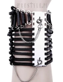Czarna nowoczesna gotycka bransoleta z rzemieni "STRING BRACELET"-Restyle Best