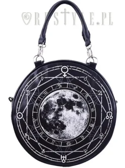 Czarna Okrągła torebka, księżyc, pełnia "LUNA ROUND BAG"-Restyle Outlet