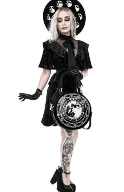 Czarna Okrągła torebka, księżyc, pełnia "LUNA ROUND BAG"-Restyle Outlet