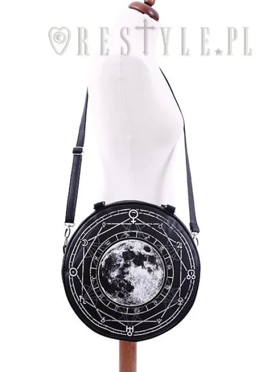 Czarna Okrągła torebka, księżyc, pełnia "LUNA ROUND BAG"-Restyle Outlet