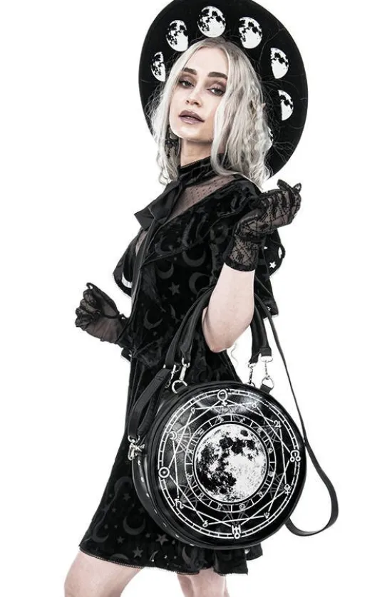 Czarna Okrągła torebka, księżyc, pełnia "LUNA ROUND BAG"-Restyle Outlet