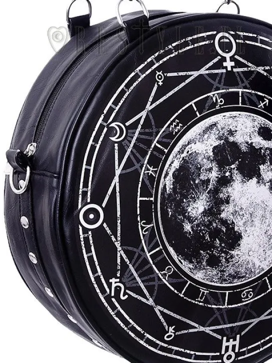Czarna Okrągła torebka, księżyc, pełnia "LUNA ROUND BAG"-Restyle Outlet