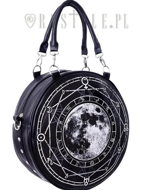 Czarna Okrągła torebka, księżyc, pełnia "LUNA ROUND BAG"-Restyle Outlet