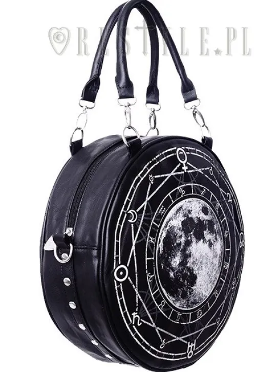 Czarna Okrągła torebka, księżyc, pełnia "LUNA ROUND BAG"-Restyle Outlet