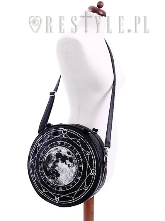 Czarna Okrągła torebka, księżyc, pełnia "LUNA ROUND BAG"-Restyle Outlet