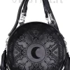Czarna Okrągła torebka z frędzlami, torba z księżycem, haft "HENNA BLACK BAG"-Restyle Hot