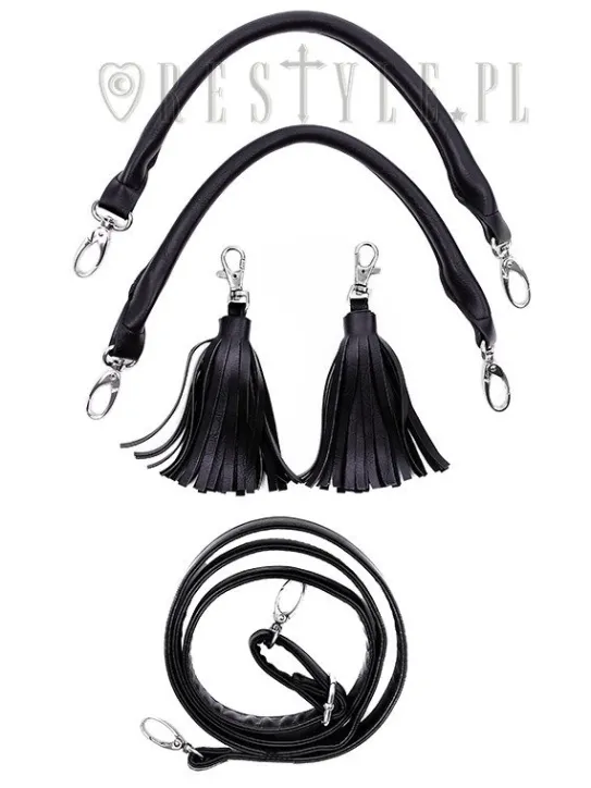 Czarna Okrągła torebka z frędzlami, torba z księżycem, haft "HENNA BLACK BAG"-Restyle Hot