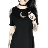Czarna oversize`owa tunika CRESCENT DRESS, tunika księżyc cold shoulder-Restyle Fashion