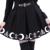 Czarna plisowana spódnica z nadrukiem, księżyce, symbole "SYMBOL SKIRT"-Restyle New