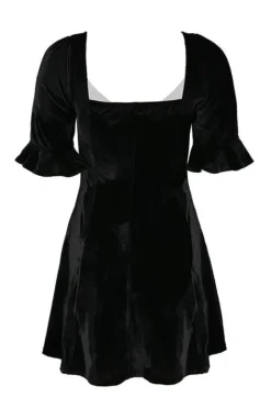 Czarna sukienka z krzyżem aksamit dekolt serduszko-Restyle Discount